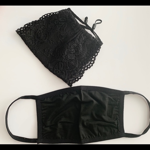 Black Lace Face Mask + BONUS cotton face mask - Picture 4 of 5